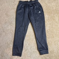 Adidas Jogger Sweatpants Mens M Gray Heather Tapered Athletic Pants 3 Stripes