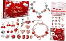 Advent Calendar Charm Bracelet 2024 for Teenage Girls Women, 24 Days Red