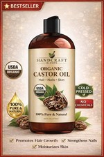 Premium Organic Castor Oil 100 Pure and Hexane-Free Cold-Pressed Beauty 16 fl.