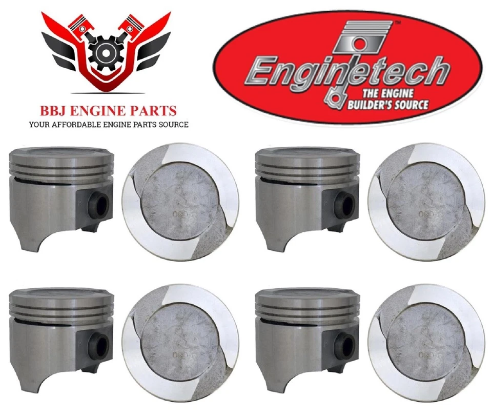 Pistones Ford 351 351m Modificado V8 Enginetech Plato Superior (8) Con Anillos 75-82 Foto 2 de 3