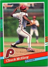 Charles (Chuck) Dwayne McElroy Phillies 709 Pitcher Donruss 1990 Baseball Card