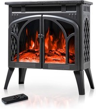 24Inch Electric Fireplace Stove, Free-Standing Infrared Fireplace Stove, Contro
