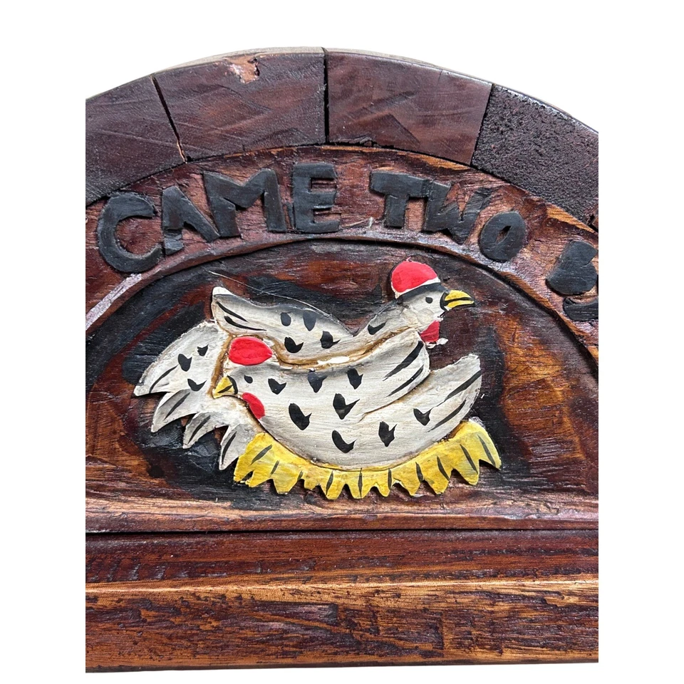 Vintage Hand Carved Wooden Trunk Noahs Ark Chest Box Folk Art Animals Storage - Image 4 of 4