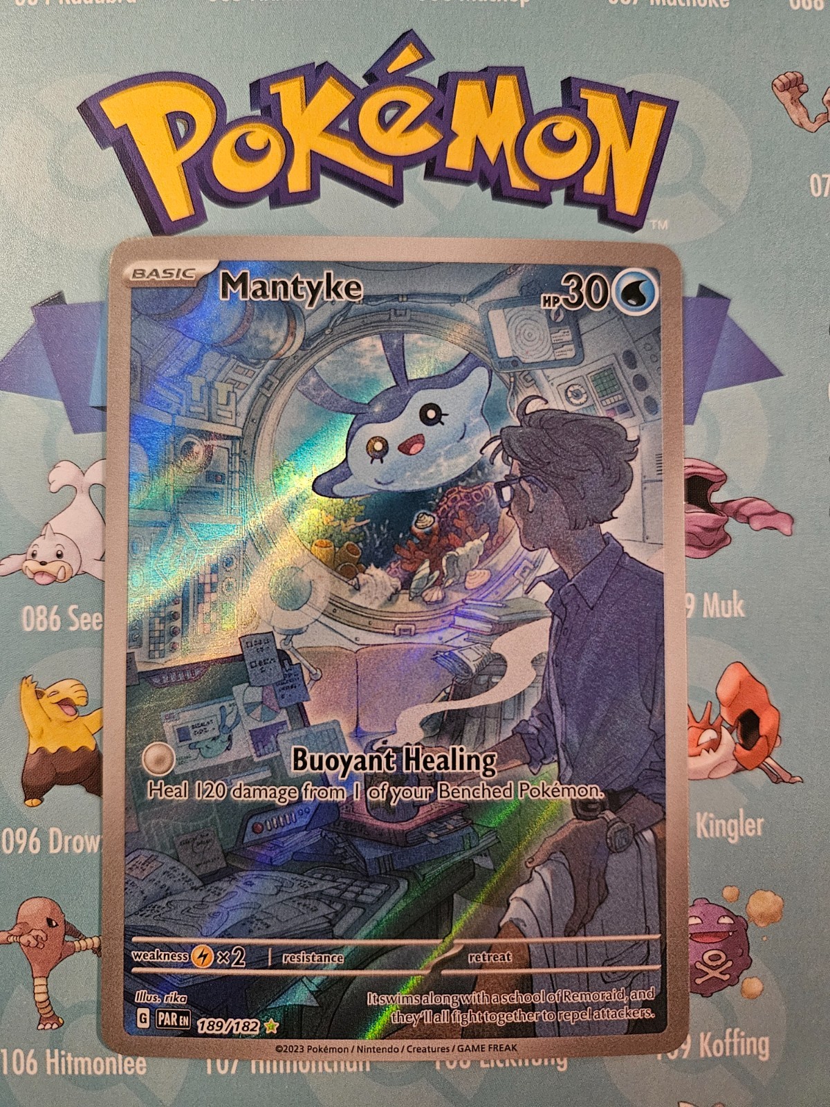 Pokemon TCG Mantyke 189/182 SV04: Paradox Rift Illustrated Rare Card