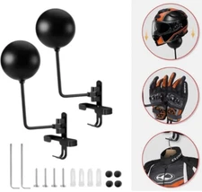 Motorcycle Helmet Rack 2 PCS Helmet Holder Wall Mount 180 Rotation Helmet Hanger