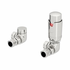 Designer Bathroom Radiator Valves Chrome Heated Towel Rail Pair Straight Angled