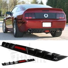 For Ford Mustang S197 04-14 Car Rear Bumper Diffuser Lip w/ LED Splitter Spoiler