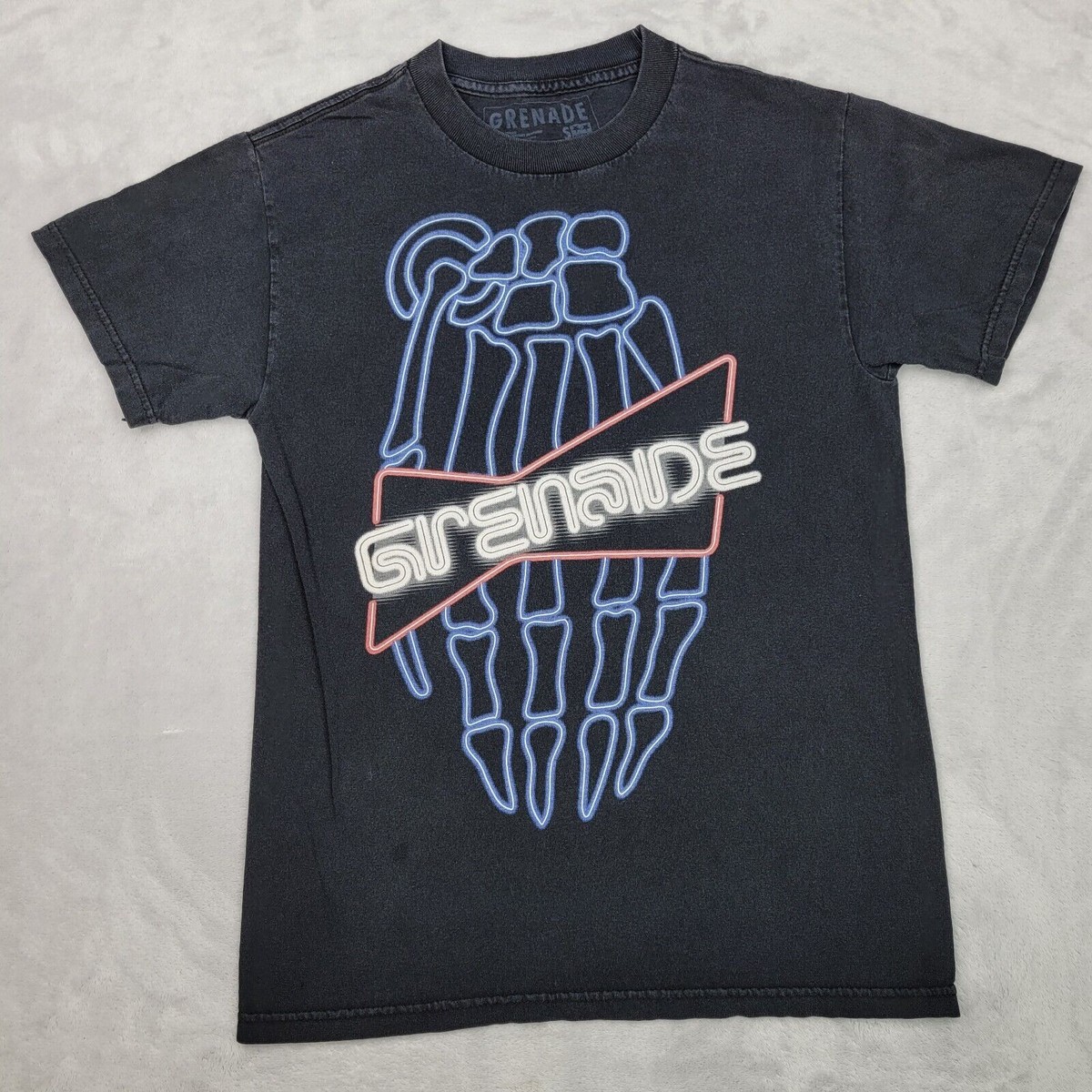 Grenade Shirt Mens Small Crewneck Skeleton Grunge Punk Rock Skate