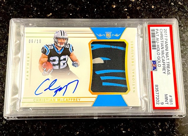 2017 National Treasures Christian McCaffrey Rookie Patch Auto RPA Gold /10 49ers