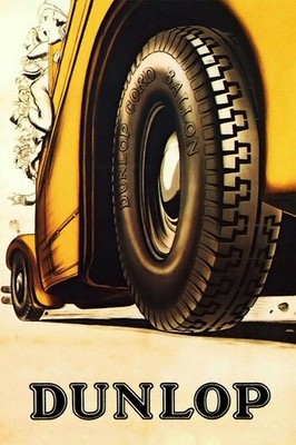 359868 Dunlop Car Tires France French Lady Vintage Art Indoor Poster