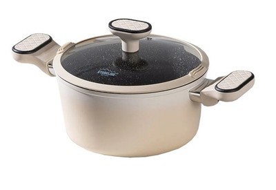 STONELINE  20cm Kochtopf Antihaft Topf 20cm Induktion Kochtopf Cremé IIWahl26113