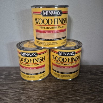 3*  1/2 Qt. Minwax Pickled Oak 260 Wood Finish Oil-Based Stain Discontinued 
