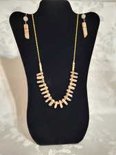 Vintage Redline Marble Stone 16 inch Necklace and Earring Set