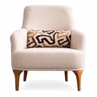 Sessel Moderner Stil Beige Holzrahmen Elegantes Design Weiche Polsterung