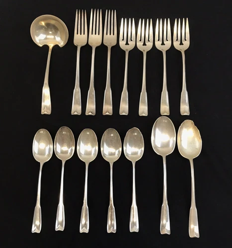 Lunt Colonial Theme 15pc Sterling Silver 925 Silverware Lot, Scrap / Use 590g