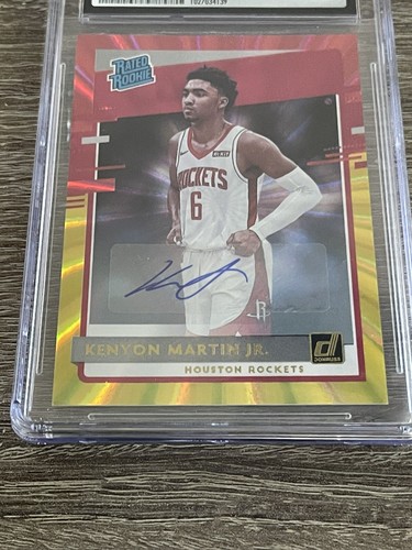 CSG 9.5 2020-21 Panini Donruss Kenyon Martin Jr. AUTOGRAPH RED/YELLOW LAZER - Picture 8 of 10