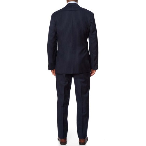 VANNUCCI Milano Navy Blue Pinstripe Super 120's Wool Suit EU 54 NEW US 44 - Picture 3 of 12