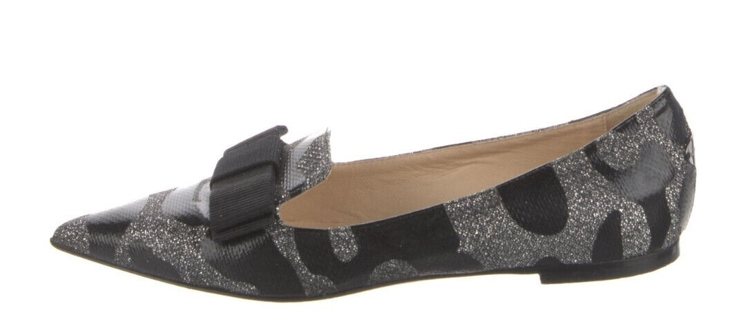 Jimmy Choo Printed Bow Accent Loafers (US 6, IT 3… - image 2