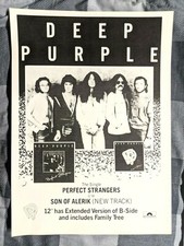 DEEP PURPLE / RITCHIE BLACKMORE PERFECT STRANGERS LP / ALBUM MAGAZINE PRINT AD