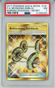 POKEMON BURNING SHADOWS BODYBUILDING DUMBBELLS 161 SECRET RARE PSA 7 NM 41392320