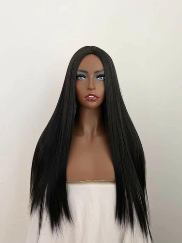 Long Straight Black Wigs Middle Part Natural Black Wig Long Wig for Women Heat R - Picture 5 of 9
