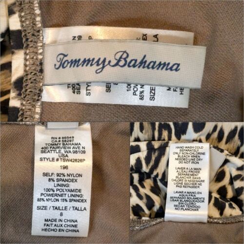 Tommy Bahama Cats Meow One Piece Swimsuit Womens Tan Leopard Print Sz 8 - Picture 4 of 11