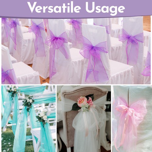 Silla de organza de boda fajas ancho lazo completo para decoración de fiesta 1x-100x - Imagen 126 de 391