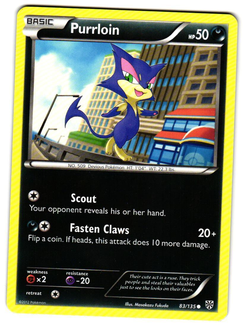 Pokemon Plasma Storm Purrloin (83) #83/135 Common Lightly played