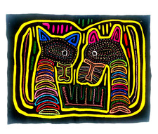 Arte Kuna Colombia Mola Textile Quilted Applique Embroidery Needlework 18"x13½"