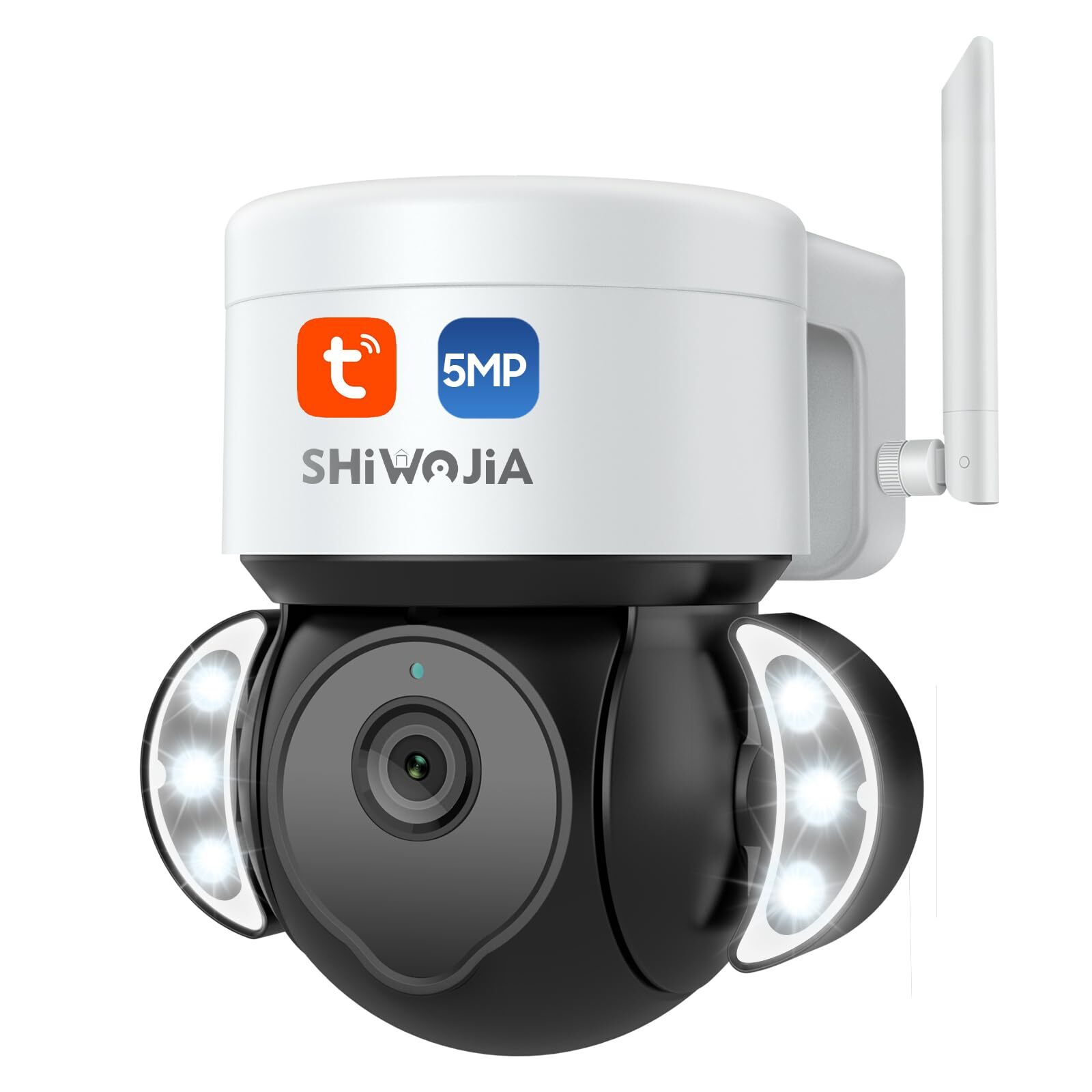 SHIWOJIA Telecamera Wi-Fi Esterno, Floodlight Cam 2.5K 5MP Videocamera di (x0N)
