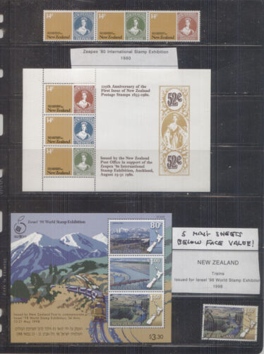 New Zealand 5 Mini Sheets Mint Never Hinged Lot #1464 - Afbeelding 1 van 2