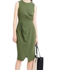 J. Crew Asymmetrical Hem Olive Green Sheath Dress Size 10