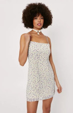 BNWT - Nasty Gal Floral Square Neck Mini Dress In Yellow - UK8 (Item 155)