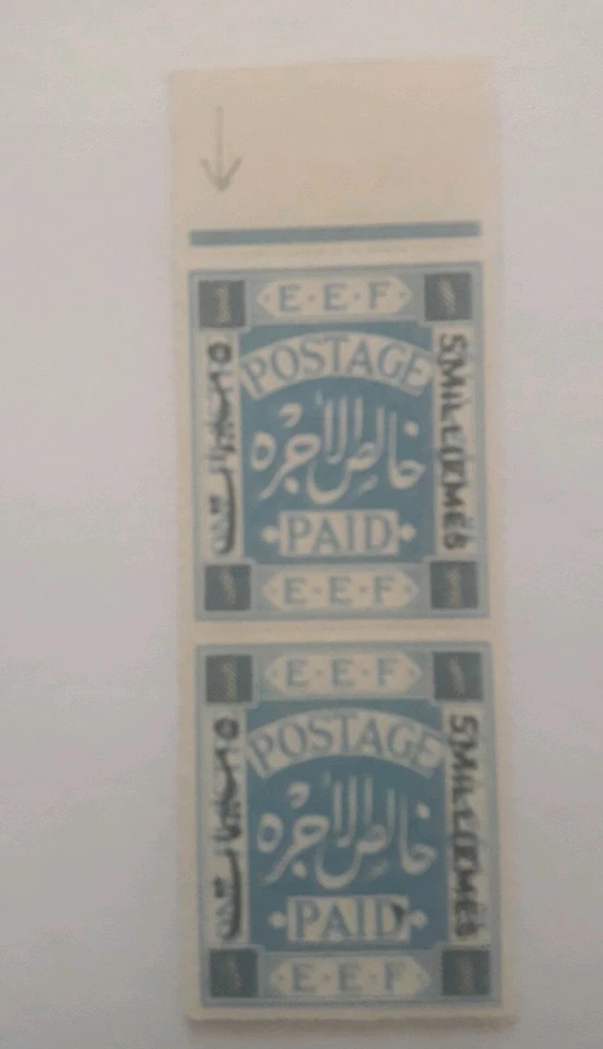 Palestine ISRAEL EEF stamps, Block of 2, ERROR Overprint 5 MILLIEMES, MINT ,VERY - Image 2 of 3