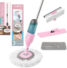 True & Tidy 360 Spray Mop with 3 Interchangeable heads, Pink