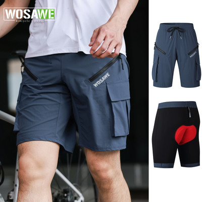 WOSAWE Mehrfachtaschen Lose Passform MTB Radler Shorts Fahrrad Shorts Gefüttert