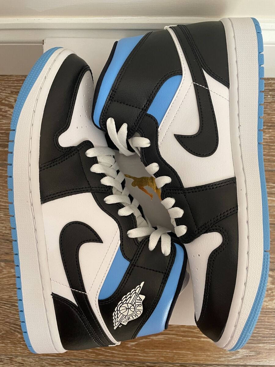 Nike Air Jordan 1 Mid University Blue Black UNC Men 9 / 10.5 Nike Air Jordan 1 Mid University Blue Black UNC Men 9 / 10.5