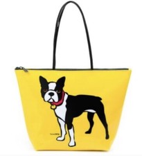 Marc Tetro Boston Terrier Dog Vinyl Purse Tote Yellow