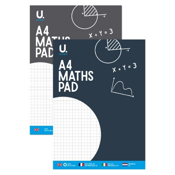 A4 Maths Pad Squared Graph Paper 70 Pages Exercise Book Assorted Designs - Image 6