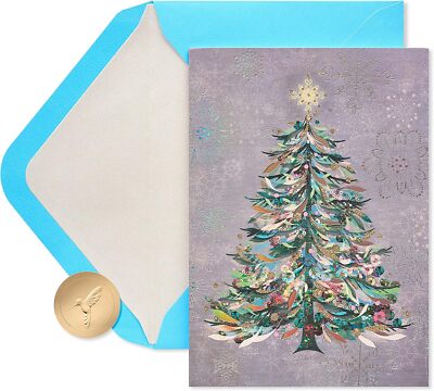 Papyrus 14 Count Holiday Christmas Cards Set With Glitter Tree And Envelopes