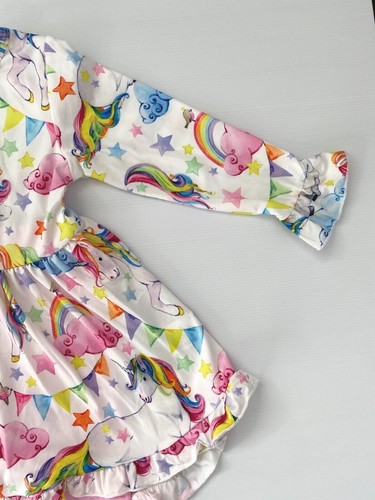 girls rainbow star unicorn hi-lo top & pink leggings set size 18-24m/2y/3y/4y/5y - Picture 8 of 12