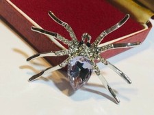 Vintage Style Lavender Glass Crystal SPIDER Insect Jewellery BROOCH Pin