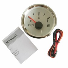 52mm White Gas Fuel Gauge 0-90ohms For Car Truck Marine 1224v Red Led Usa Stock