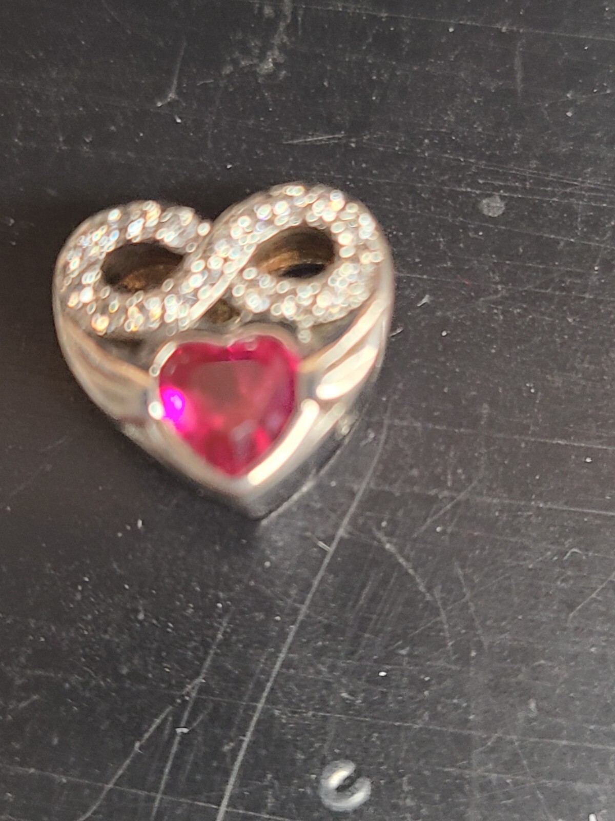 925 Ruby Infinity Heart Shaped Charm - image 1