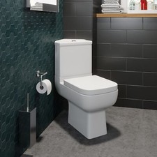 Close Coupled Corner Toilet Soft Close Seat Chrome Modern Design Dual Flush