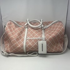Steve Madden Luggage Duffle Bag - 24” X 12” - Pink White W. Gold Tone Hardware