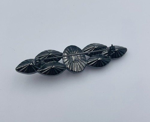 Yves Saint Laurent Ysl Vintage Noir Plaqué Rhodium Perle & Cristal Pierre Broche - Photo 5 sur 6