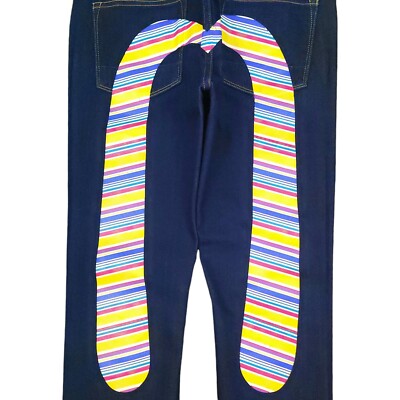 Evisu Women Multicoloured Salvage Denim Slim Fit Diacock Jeans UK 8 W28 L30