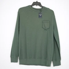 Cremieux Classics Men's Sweater Crew Neck L Green Solid 100% Cotton NWT $79.50