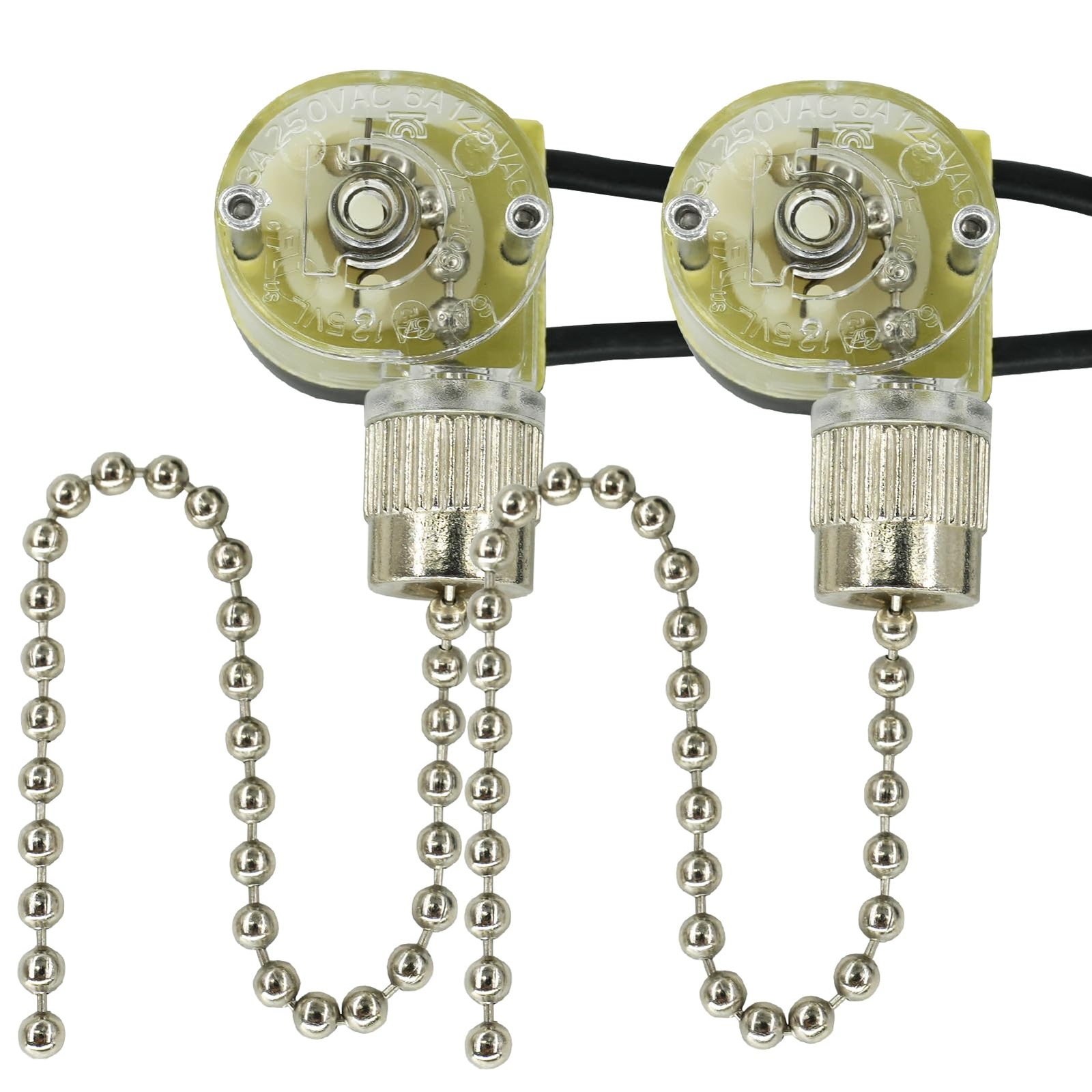 Ceiling Fan Pull Chain Switch ZE-109 2-Wire On/Off Light Replacement Switch-image